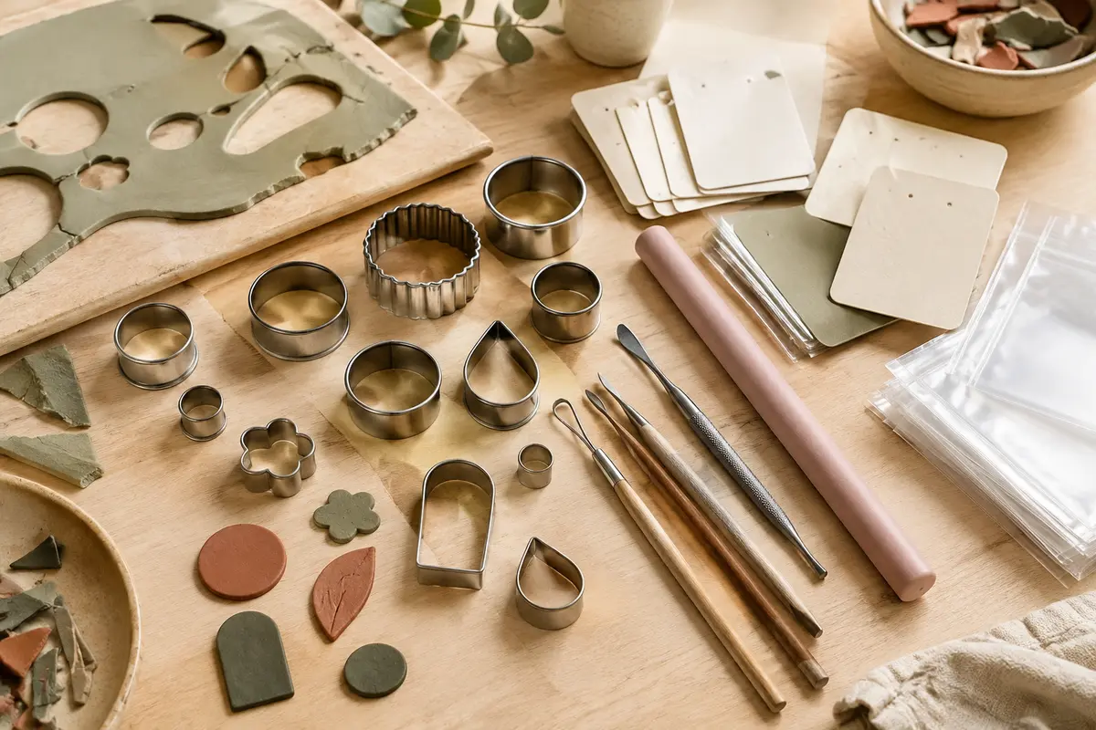 Lot d’emporte-pièces en acier, outils de sculpture et accessoires pour créer des bijoux en argile
